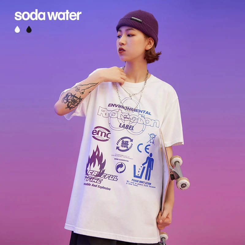 SODAWATER Girl экологичный принт Harajuku женская футболка 2020 летние хлопковые Забавные