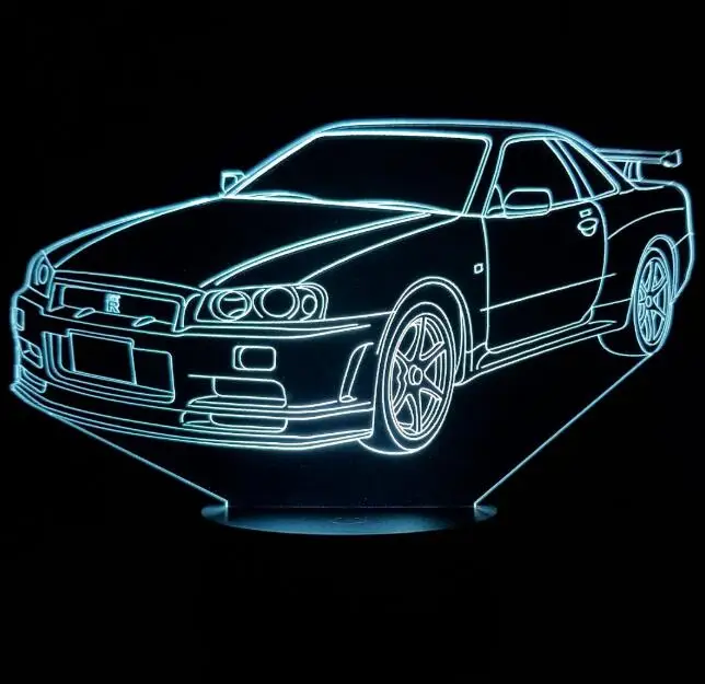 Разноцветный 3D автомобильный ночник, акриловая панель, светодиодный светильник в форме автомобиля, 7 цветов, сменный сенсорный или пульт дистанционного управления, Прямая поставка