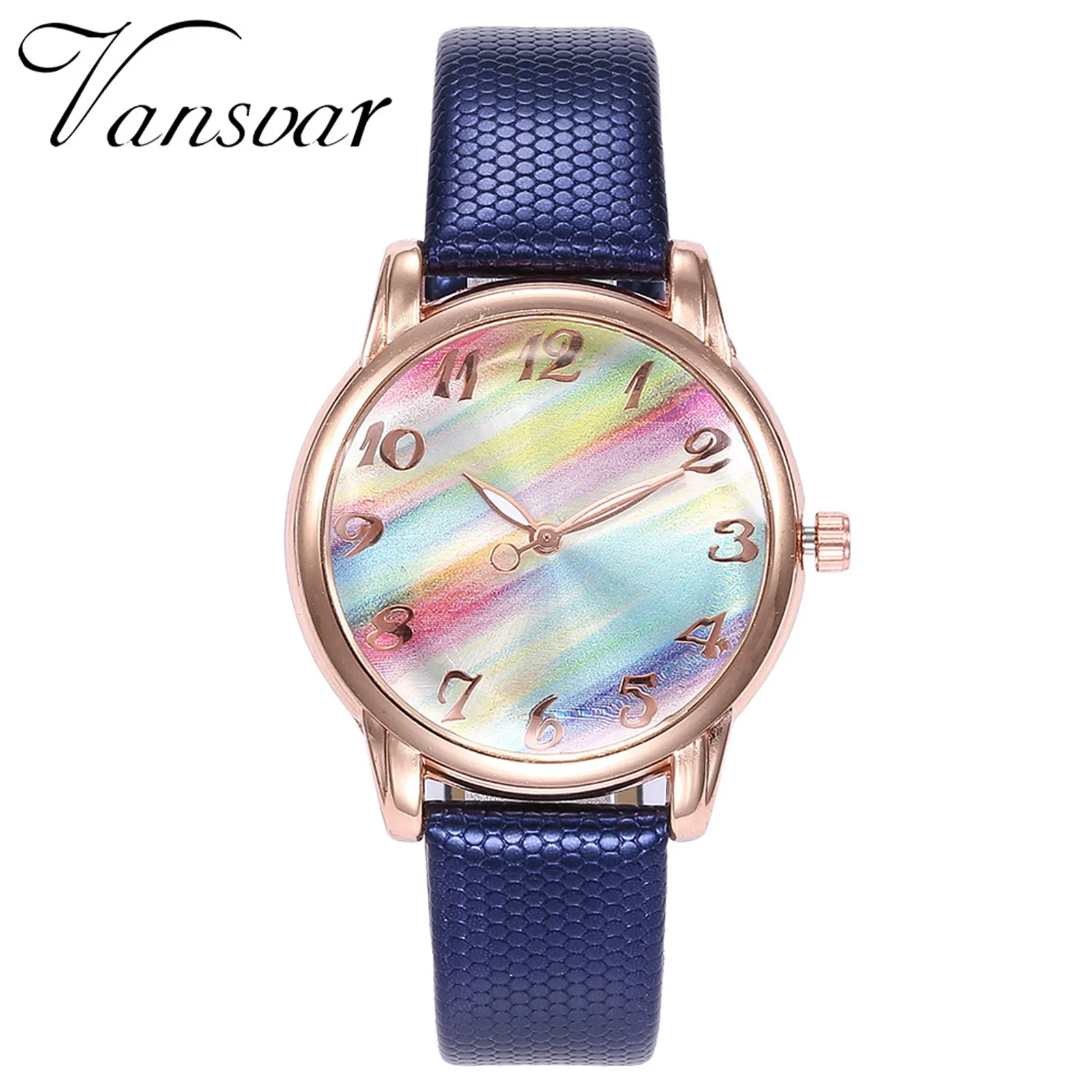 Часы Vansvar женские кварцевые с кожаным ремешком повседневные аналоговые