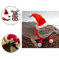pet costume useful christmas bearded dragon santa hat scarf decorative reptile safety rope no deformation for outdoor