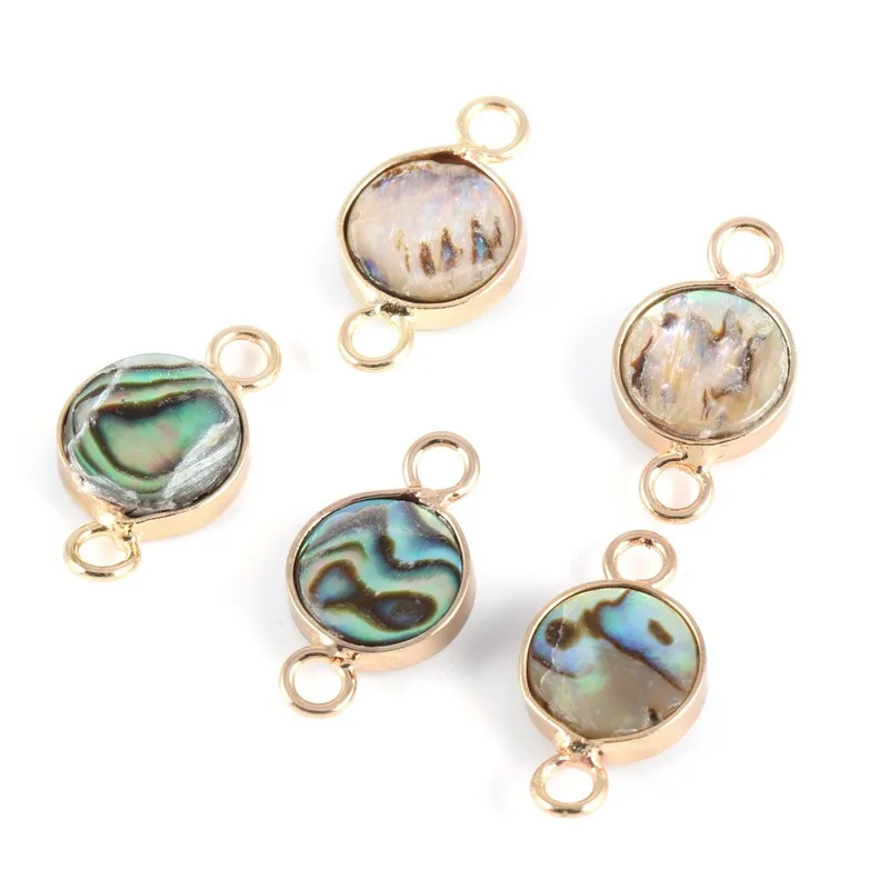 

Натуральный корпус Abalone двойной кулон с ободком соединитель DIY Украшение с подвеской Шарм