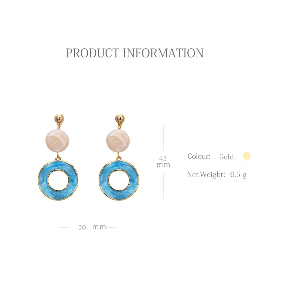 Yhpup Мода в Корейском стиле Круглый геометрические свисающие серьги Модные