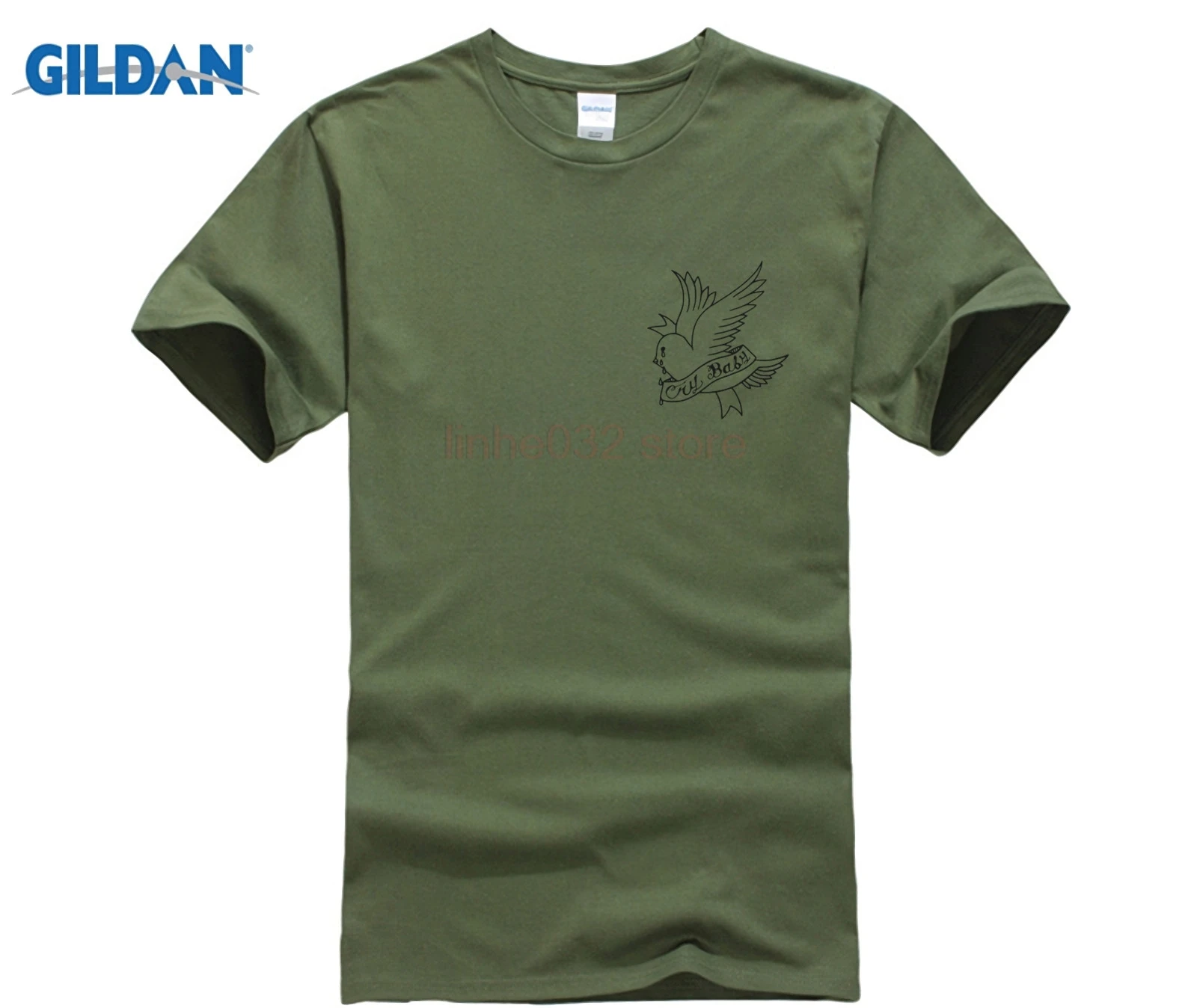 100% хлопок футболка с круглым вырезом и принтом Crybaby (LIL PEEP RIP) | Мужская одежда