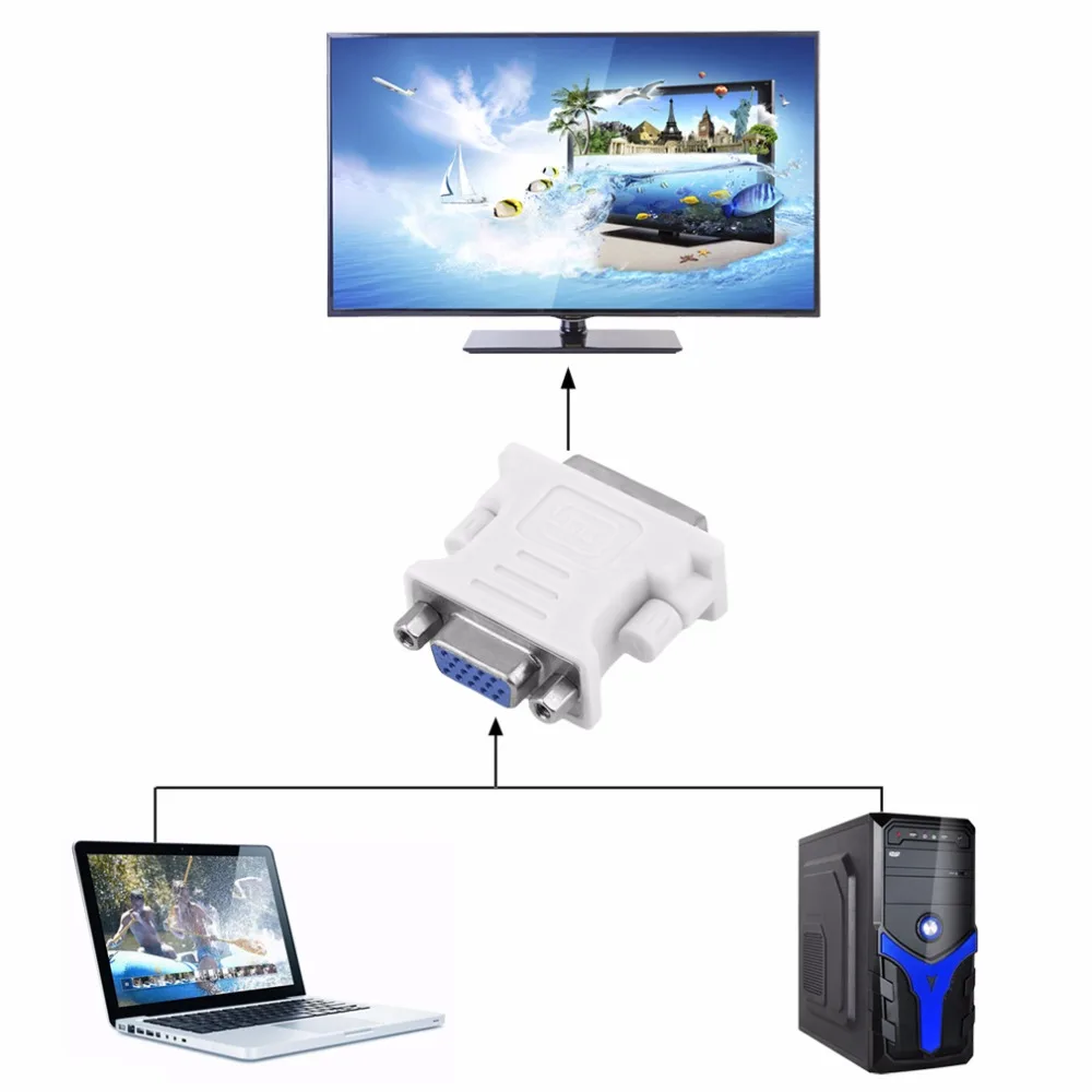 DVI DVI-I Male 24 + 5 Pin to VGA Женский видео преобразователь напряжения с ЖК-дисплеем