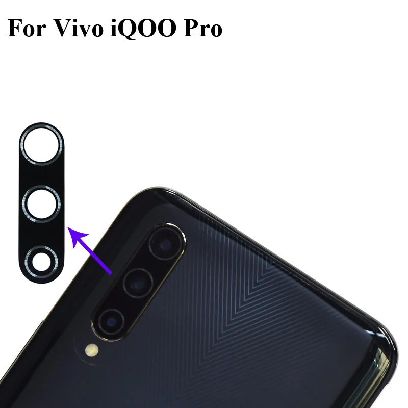 

2PCS High quality For Vivo iQOO pro Back Rear Camera Glass Lens test good For Vivo iQ OO pro Replacement Parts IQOOPro