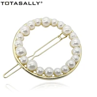 totasally fashion simulated pearl hair clips women circle geo style hair jewelry palillos del pelo for girls