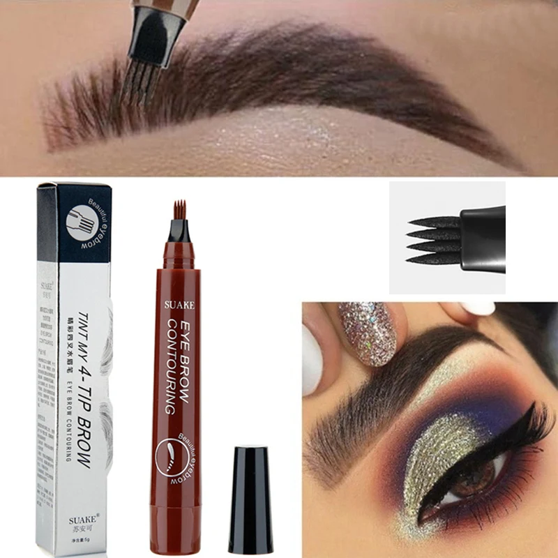 Тонкий эскиз бровей ручка водонепроницаемый вилка кончик Карандаш для