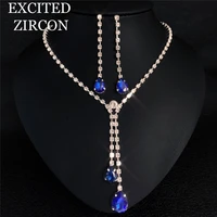 bohemian fashion exquisite necklace earrings woman luxury bling rhinestone crystal jewelry bridal wedding birthday party gift