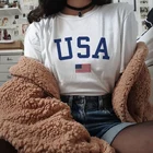 Harajuku летние топы буквы USA принт женские свободные футболки с коротким рукавом для женщин забавные ins шик размера плюс уличная модная повседневная футболка