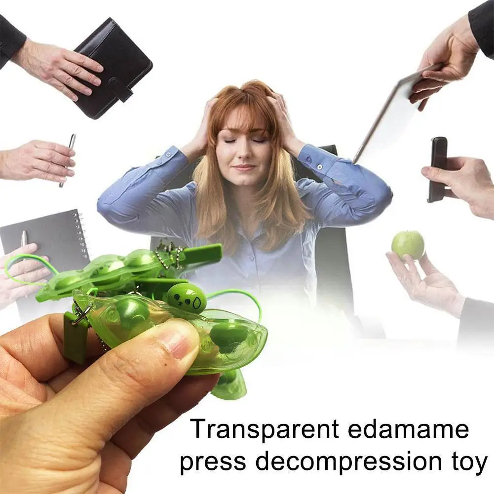 

New Transparent Edamame Pressing and Uncompressing Mobile Student Pea Squeeze Pendant Edamame Lentil Toy Toy Backpack Toy P W5M3