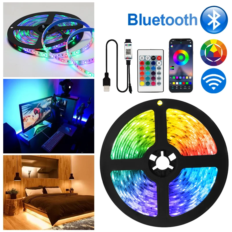 USB 3Key Control IR Ribbon Neon 5V LED Strip Lights Bluetooth Led RGB 2835DC Flexible Tape Diode PC TV Backligh | Освещение