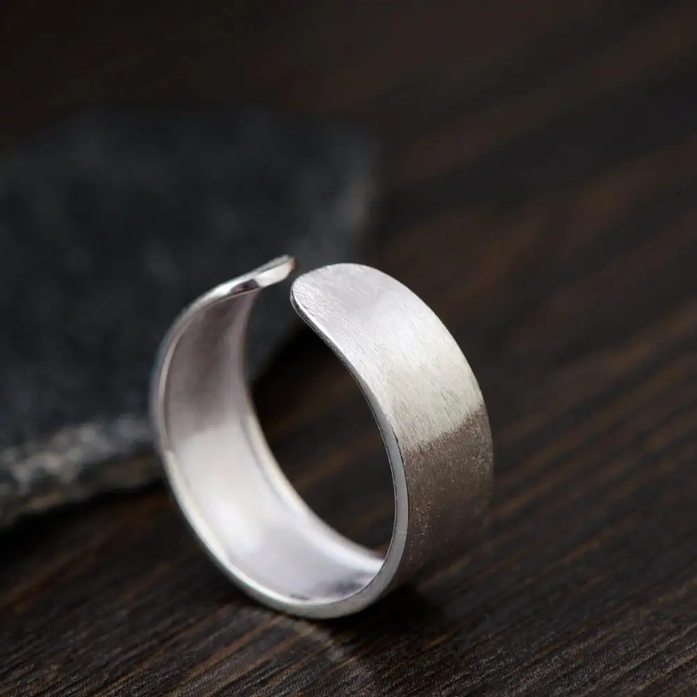 Женское кольцо из чистого серебра S925 простое модное регулируемое серебряное для