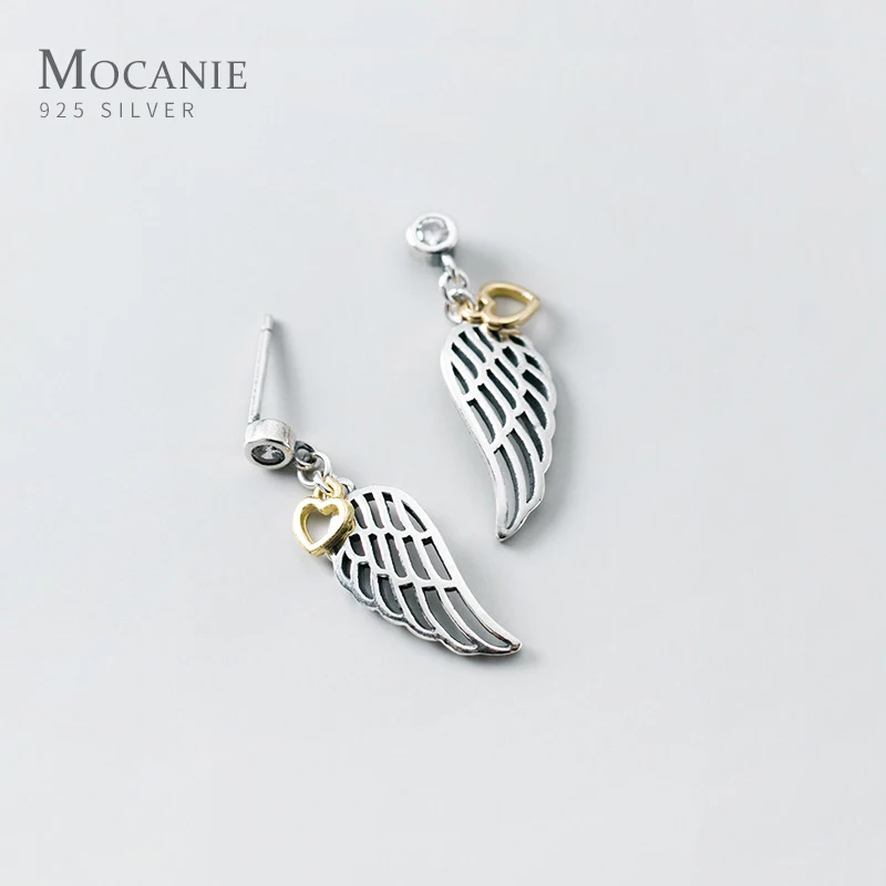

Mocanie Minimalist Hearts Hollow Out Angel Wings Feather Fairy 925 Sterling Silver Drop Earrings for Women Fashion Fine Jewelry