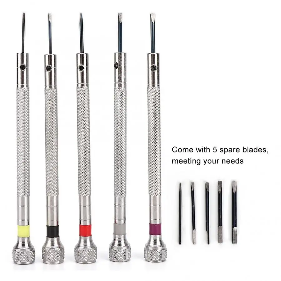 5Pcs 0.8-1.6mm Stainless Steel Flat Head Screwdriver Kit Watch Band Strap Link Pin Remover Removal Repair Tool Watchmaker | Наручные часы