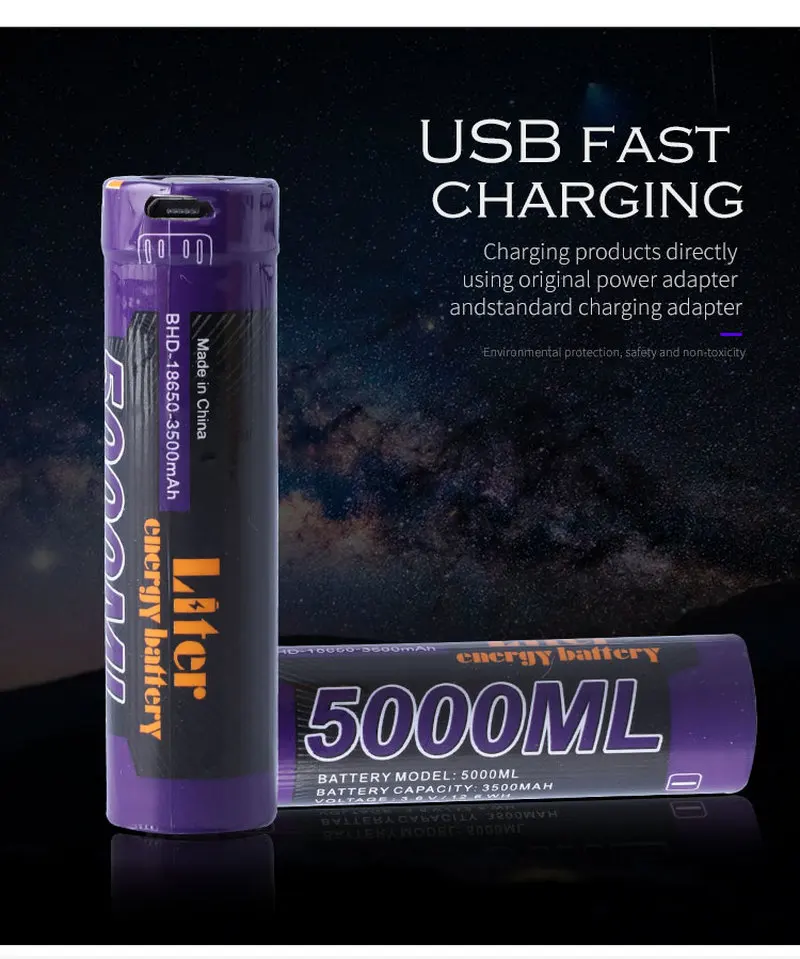 10PCS 5000ML USB 18650 3500mAh 3.7V Li-ion battery Rechargebale + wire | Электроника