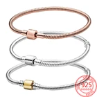 Подлинное 925 пробы серебро бренд золото двухцветный высекательный пресс машины для бочка с пряжкой со змеиным рисунком розовое золото классический браслет шарма ювелирных украшений Hand-Made подарочный набор