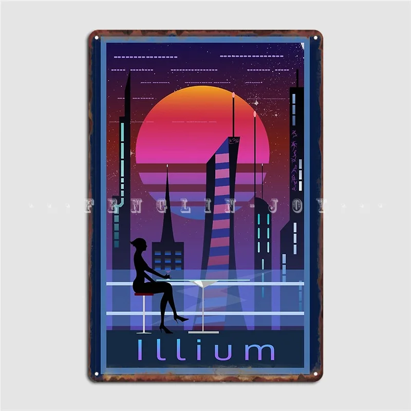

Mass Effect Illium Travel Poster Fan Art Metal Plaque Poster Club Party Retro Pub Garage Poster Tin Sign Poster