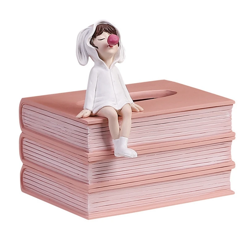 

AU -Simple Cute Girl Tissue Box Home Decor Napkin Holder Paper Storage Box Room Decoration Crafts Napkins on the Table