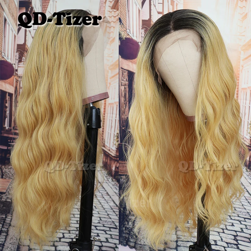 QD-Tizer 13*4 синтетические волнистые волосы цвет Омбре без клея термостойкие