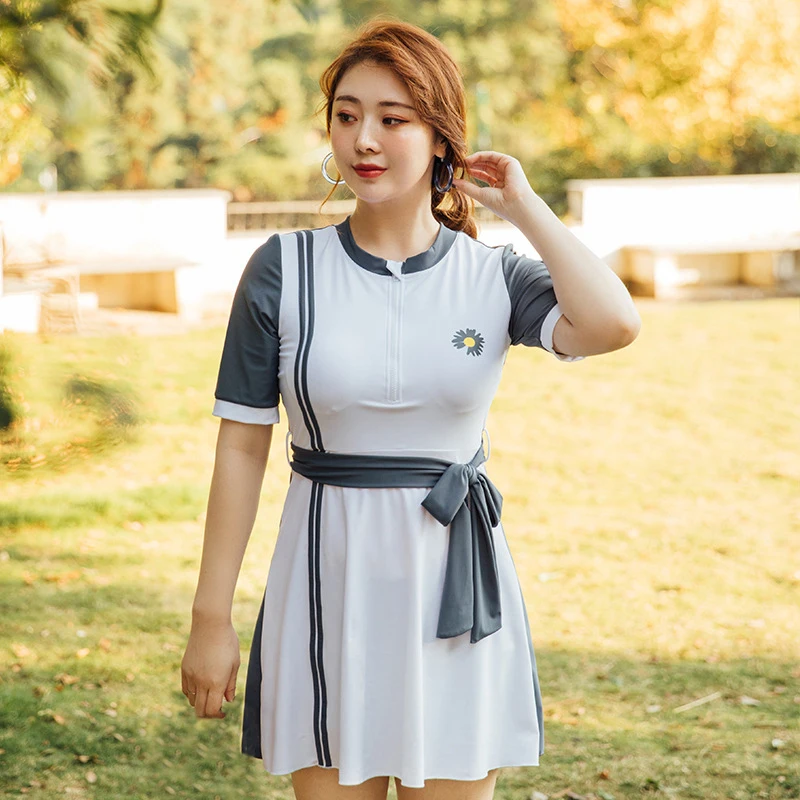 

Купальник с юбкой, 5XL, размера плюс, купальный костюм для полных женщин, женские купальники, комплект из двух предметов, плавки, трусы-боксеры