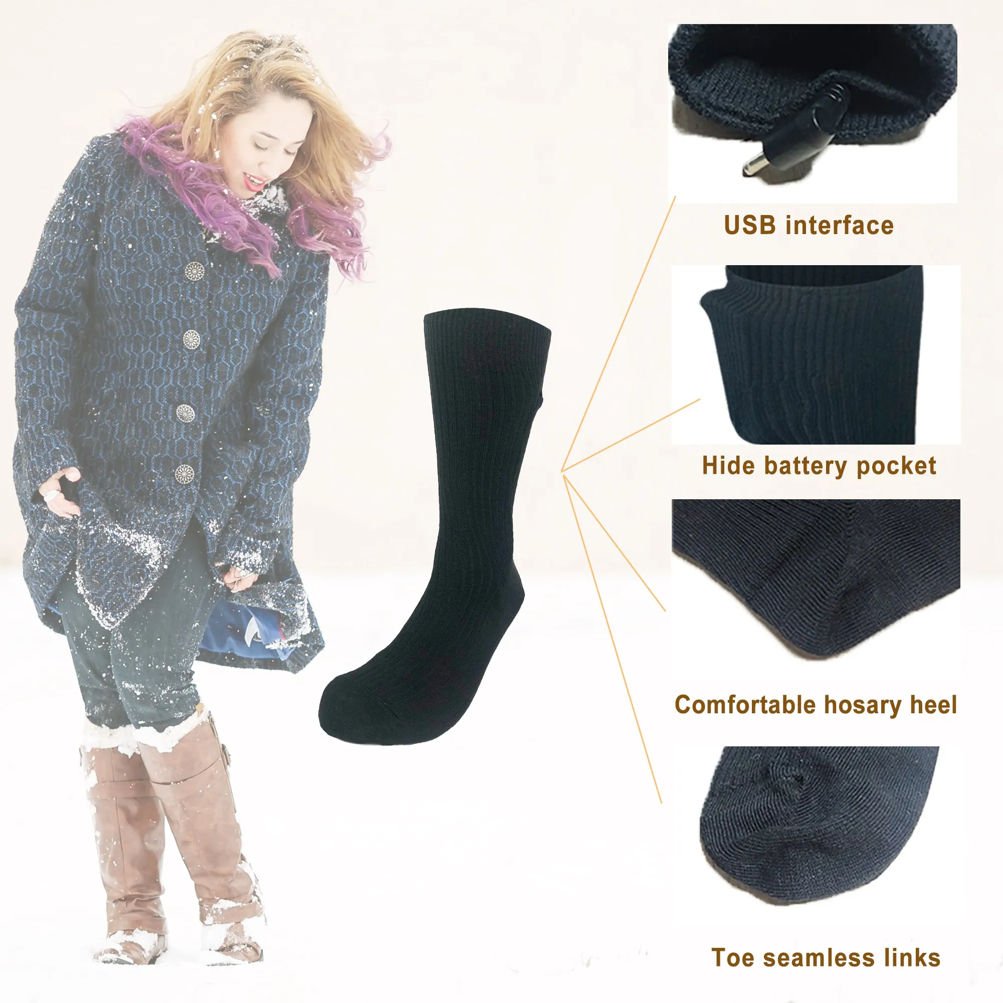 Электрические носки с подогревом перезаряжаемая батарея для хронически