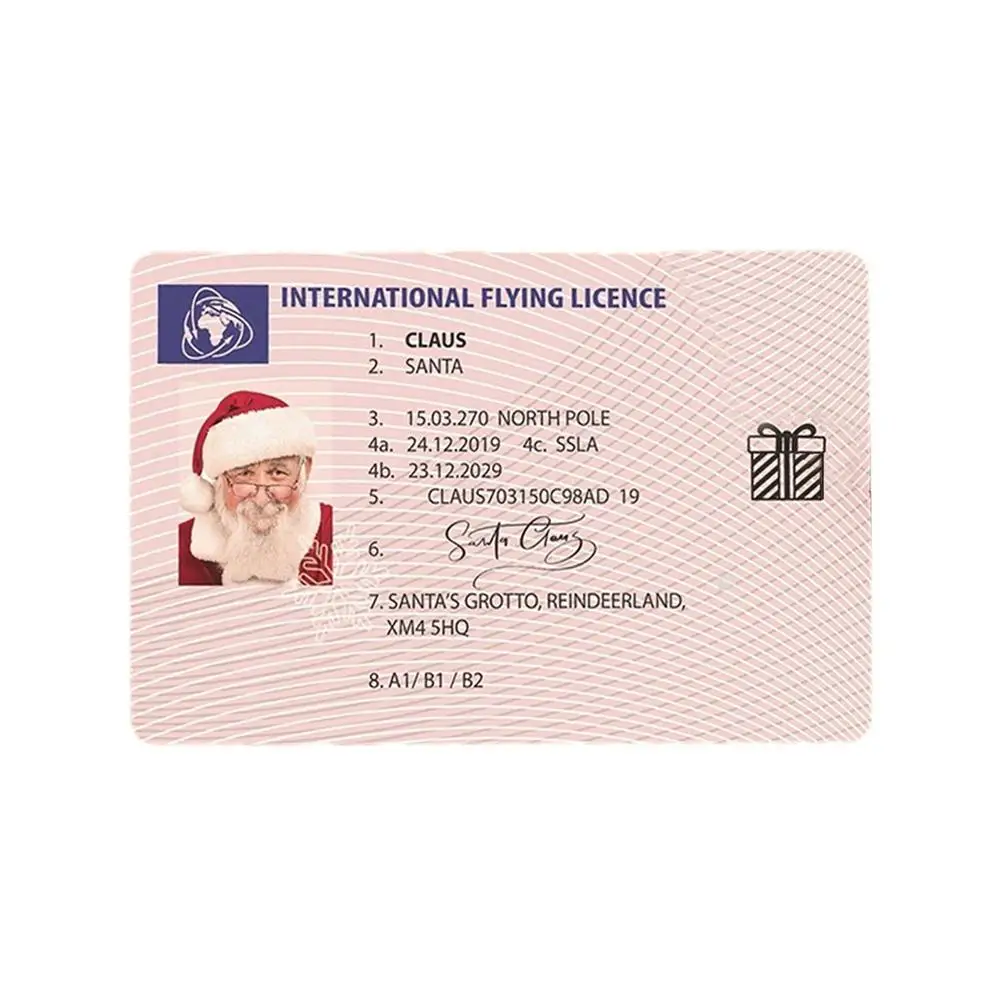 

Santa Claus Flight License Sleigh Riding Licence Tree Ornament Christmas Old Man Driver License Entertainment Props Supplies