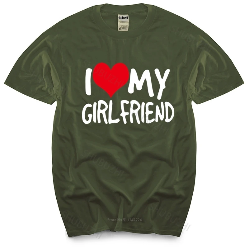 Из хлопчатобумажной ткани раздел-футболки I Love My Girlfriend мужские футболки на день