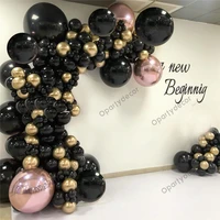 165pcs black balloon chrome gold round rose gold foil balloons garland arch kit for baby shower birthday wedding decoration ball