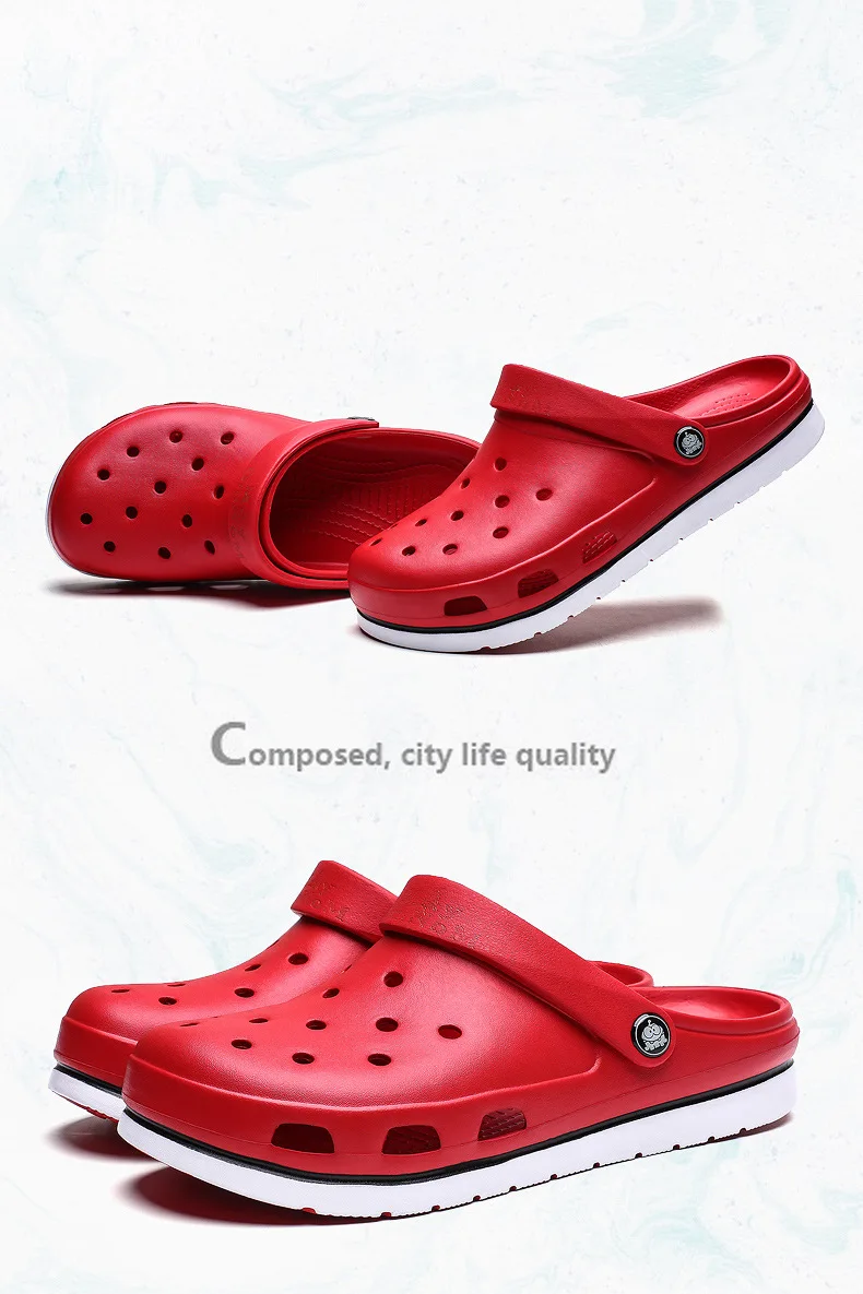 Crocse Crocks/мужские сандалии для бассейна; летняя Уличная обувь для пляжа; мужские садовые Сабо без застежек; Повседневная водонепроницаемая обувь для душа; Crock