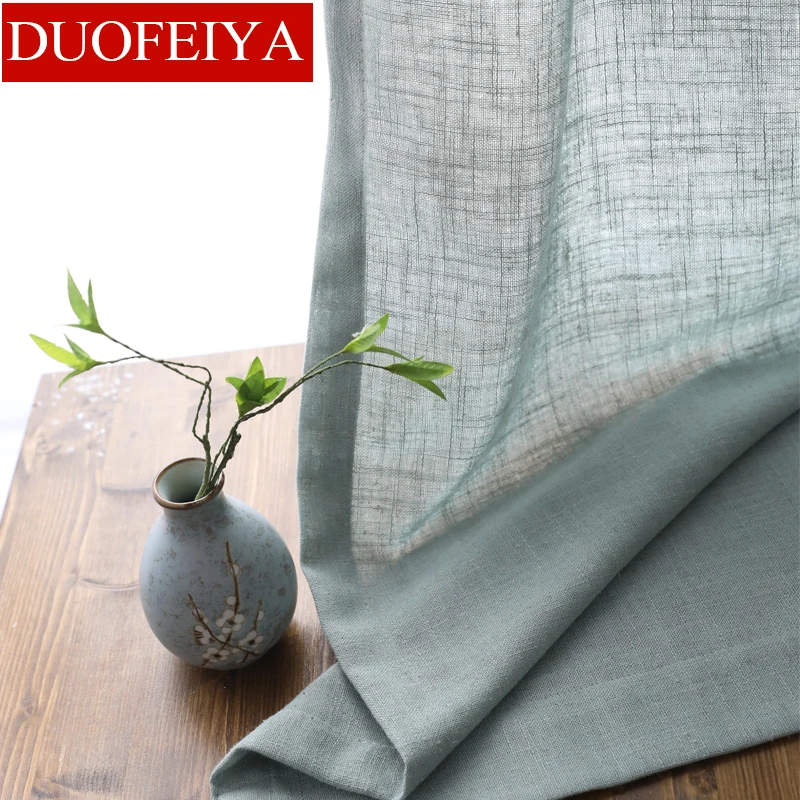 

Modern cotton linen curtain yarn semi shading curtain yarn plain balcony curtain yarn custom living room yarn decoration curtain