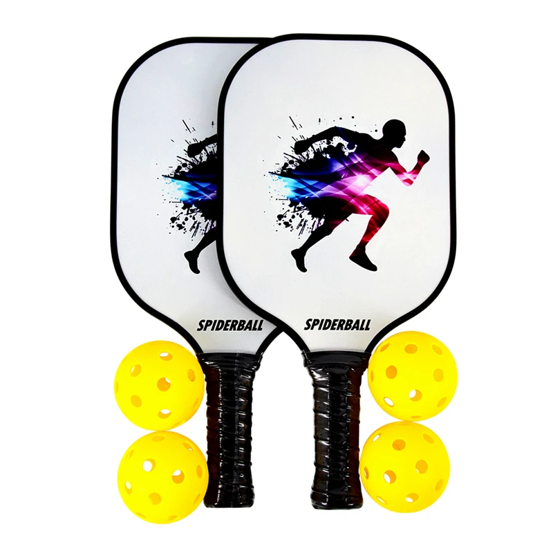 

SPIDERBALL 6PCS Pickleball Paddle 2 Premium Graphite Craft Rackets Honeycomb Core 4 Balls Ultra Cushion Grip Racquet
