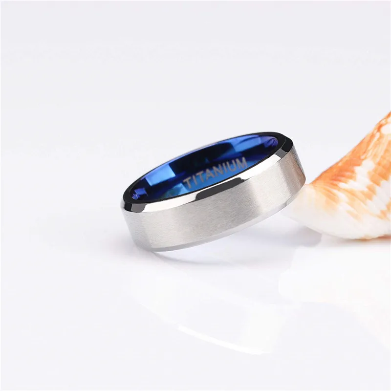 6mm Tigrade чистый Титан Для мужчин Для женщин кольцо серебряной поверхностью синего цвета, Классический 4/6 мм обручальные кольца гравировка обеспечивают Прямая - Цвет основного камня: 6mm