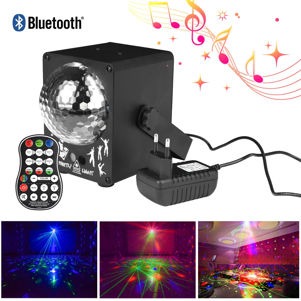 

Bluetooth динамик лазерсветильник волшебный шар 60 шаблон ktv панель Звуковое управление DJ сценический Рождественский день проекционный свет