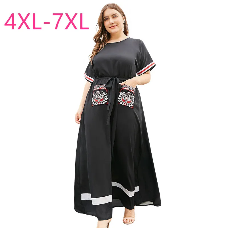 Женское свободное платье до щиколотки повседневное длинное черное с коротким