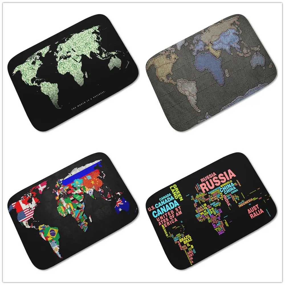 Скандинавский напольный коврик с принтом карты мира для входной двери