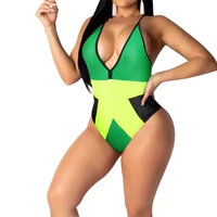 womens fashion caribbean jamaican flag rasta one piece swimsuit swimwear