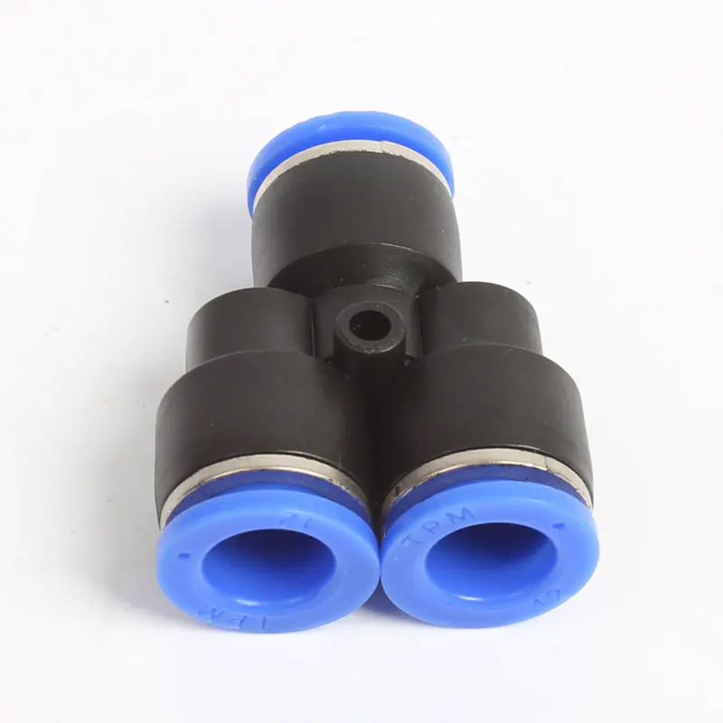 &quotY&quot Pneumatic Connector Tee Union Push In Fitting for Air Pipe joint OD 4 6 8 10 12MM Y Type Shape 1 to 2 Plug Adapter |