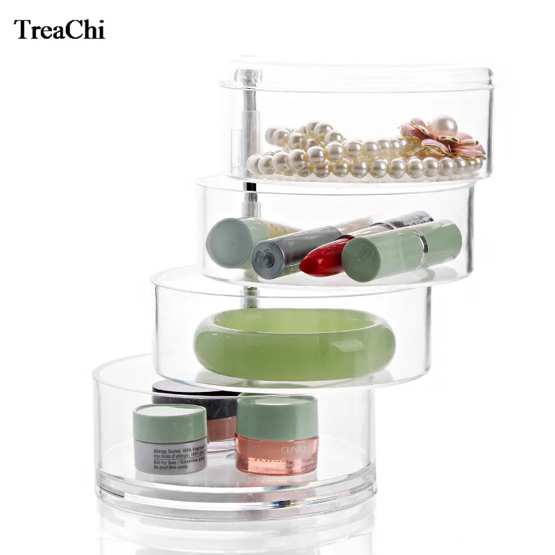 

Necklace Earrings Jewelry Box with Lid Creative Rotatable Transparent Cosmetic Storage Box Multilayer Jewelry Finishing Box