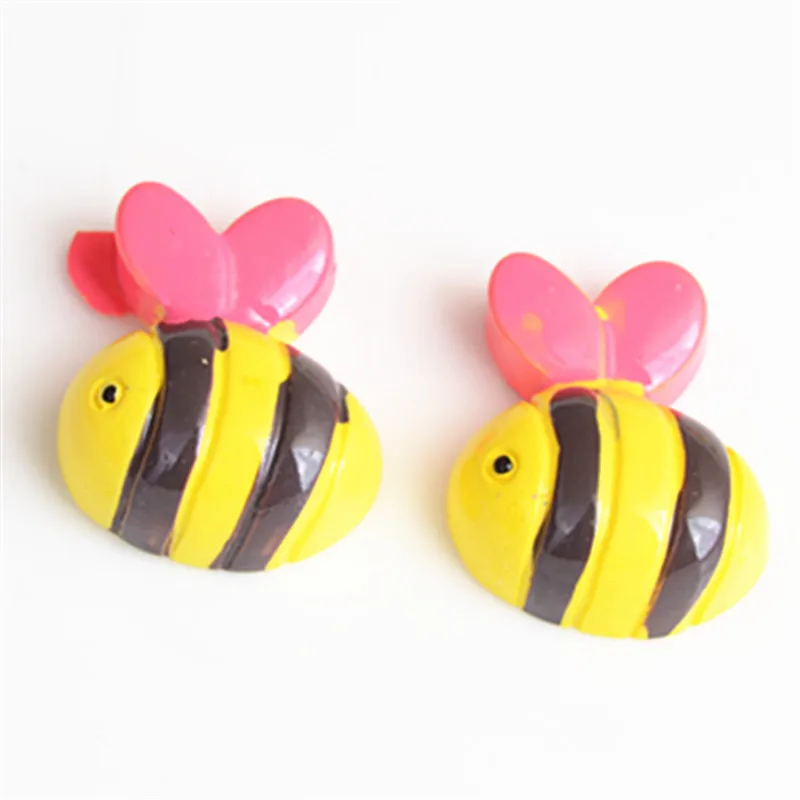 Rose red bee 10/20/30 шт милые маленькой Пчелкой; плоская полимерная DIY рукоделия аксессуары для волос защитный чехол для телефона Шапочка-парик из косичек украшения - Цвет: Rose red bee