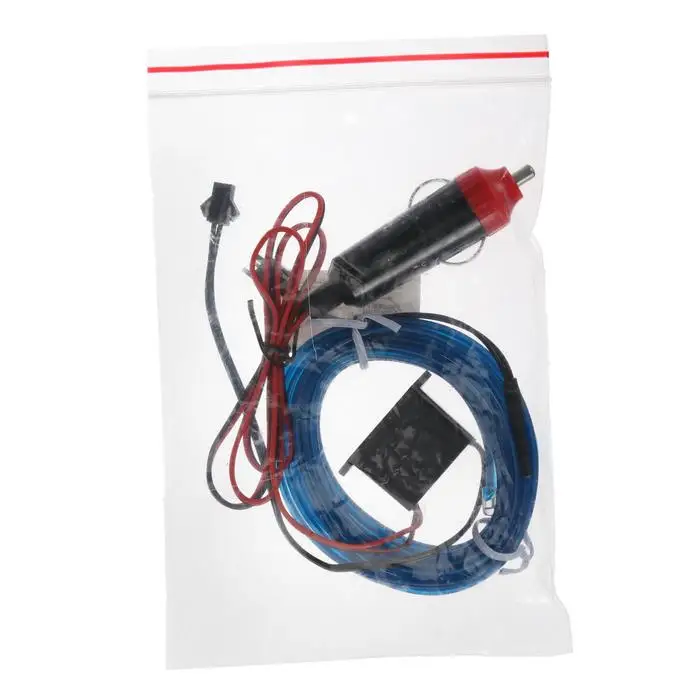 Неоновая нить для подсветки салона плоская 12 В 2 м с адаптером питания синий |