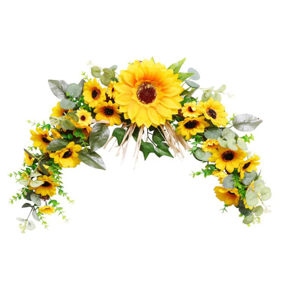 

Door Wreath Simulation Flower Linen Handmade Decorating Idyllic Rattan Indoor And Outdoor Family Wedding Window Wall Decoration