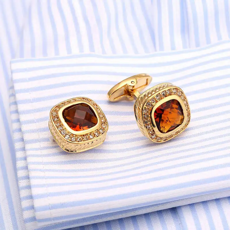 

DUGARY Luxury shirt cufflinks for men's Brand cuff buttons cuff links gemelos High Quality Golden crystal abotoaduras Jewelry