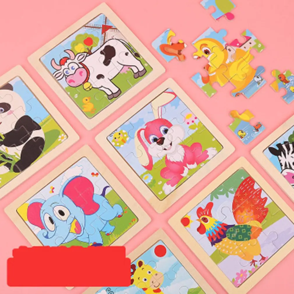 

Wooden Cartoon Animal Baby Puzzle Children Wooden Educational Early Education Toys