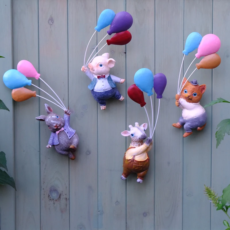 

Nordic Rural Resin Crafts Cartoon Animals Wall Hanging 3D Rabbit Wall Decoration Background Wall Sticker Ornament R3125