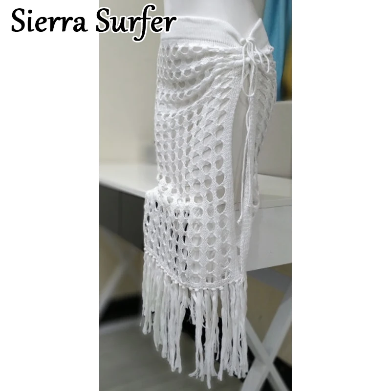 

Bikini Cover Beach Dress Covered Women Swim Up For Swimsuit Summer New Sexy 2020 Hollow Knitted Skirt With Solid Cotton FMZXG