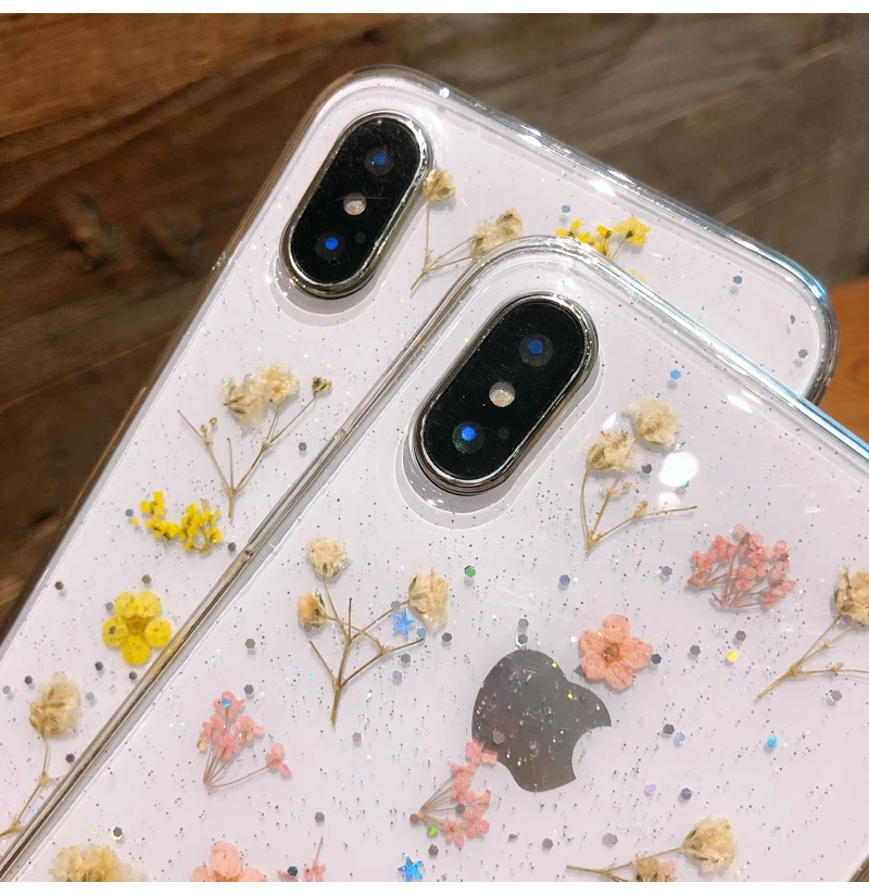 Для Iphone 11 Pro X 7 настоящий цветок Прозрачный чехол для телефона с цветочным рисунком для Iphone 11 Pro X Max XR XS 6 6s 7 8 Plus Мягкий силиконовый чехол