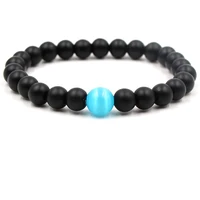 2022 cassic natural black volcanic lava stone distance blue bead bracelets bangles for menwomen charm jewelry fashion pulseras