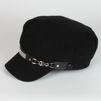 wholesale korean stylish beret caps flat top solid color black sports baseball hats for ladies and men