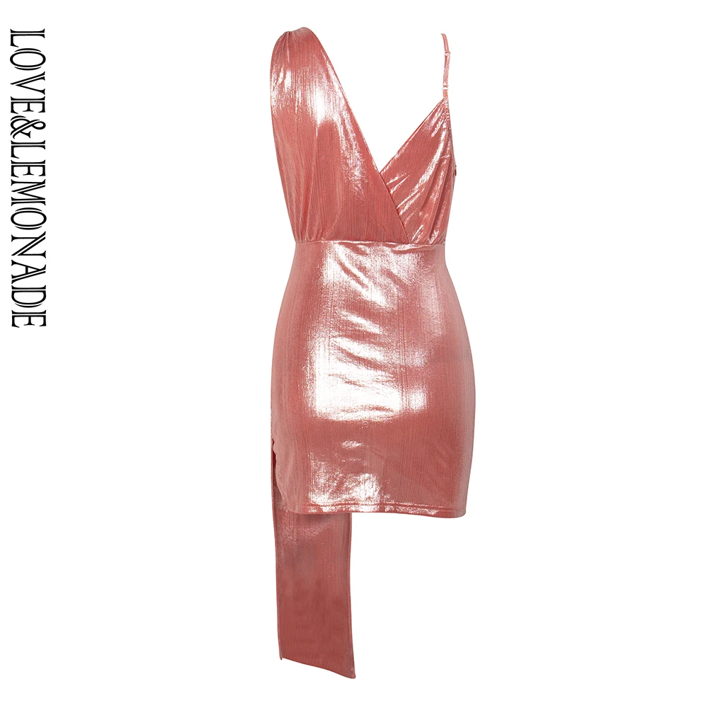 Женское вечернее платье LOVE &amp LEMONADE розовое облегающее плиссированное с