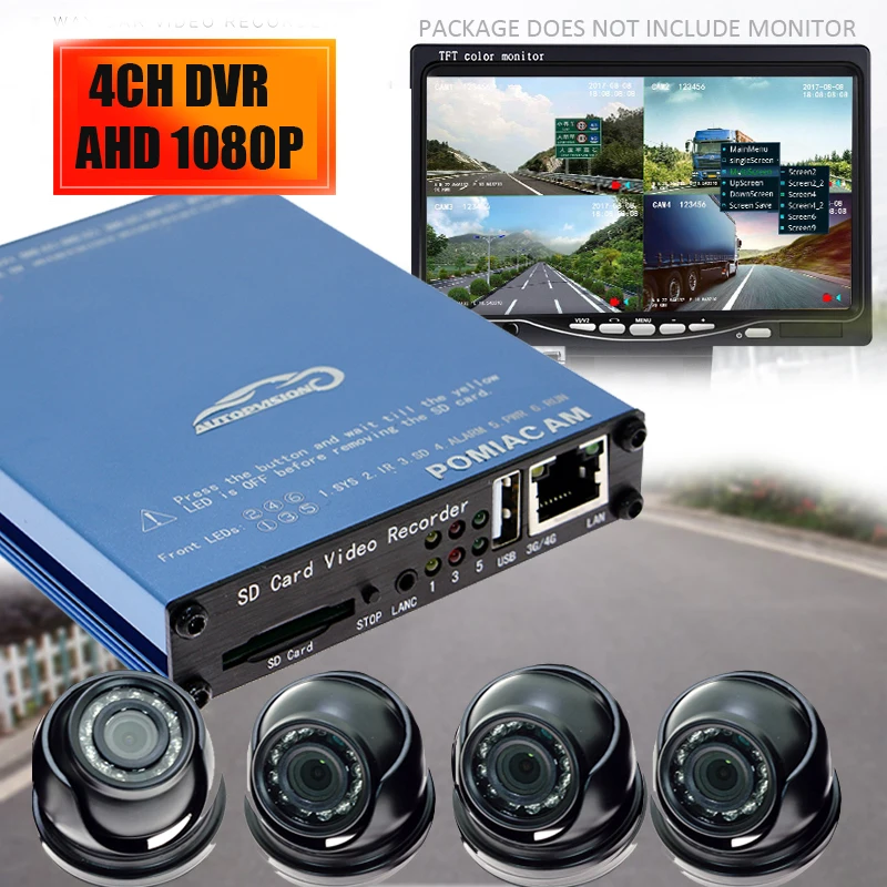 SDVR104 4CH 1080P Ahd Cameras Vehicle Mobile DVR Wifi 4G GPS Alarm Security Video Monitoring System Car Bus Truck Recorder | Безопасность